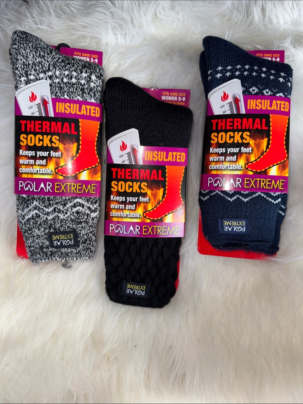 Polar Extreme Insulated Thermal Socks - Black, Gray & Navy